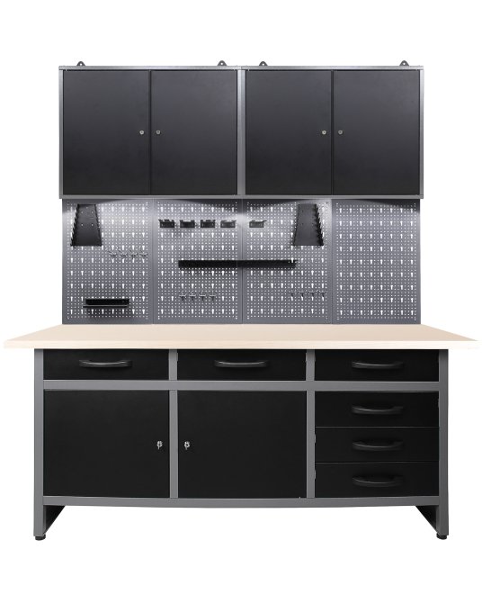 Werkstatt Set Karsten 160 cm 2 Schränke LED Melamin 