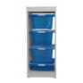 ONDIS24 Kreo Regal hoch blau mit 4 Schubläden je 17.5 Liter