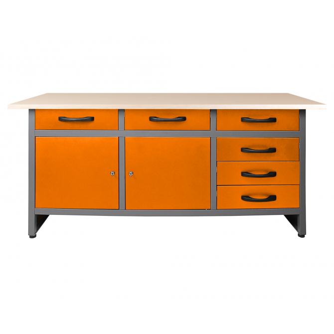ONDIS24 Werkstatt Set Karsten 160 cm 1 Schrank orange LED