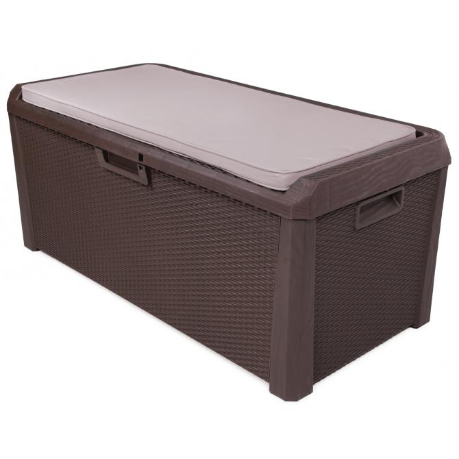 ONDIS24 Kissenbox Auflagenbox Santo Plus mit Sitzkissen 560 L braun