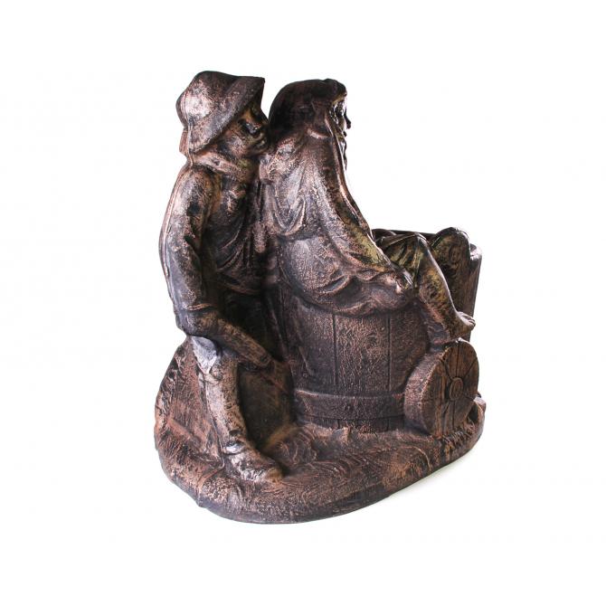 ONDIS24 Pflanzgefäß Junge und Mädchen mit Schubkarre Antik bronze