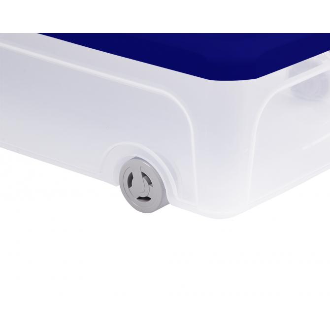 Ondis24 4x Unterbettkommode Rollerbox Unterbettbox Rollbox 35L blau-transparent 