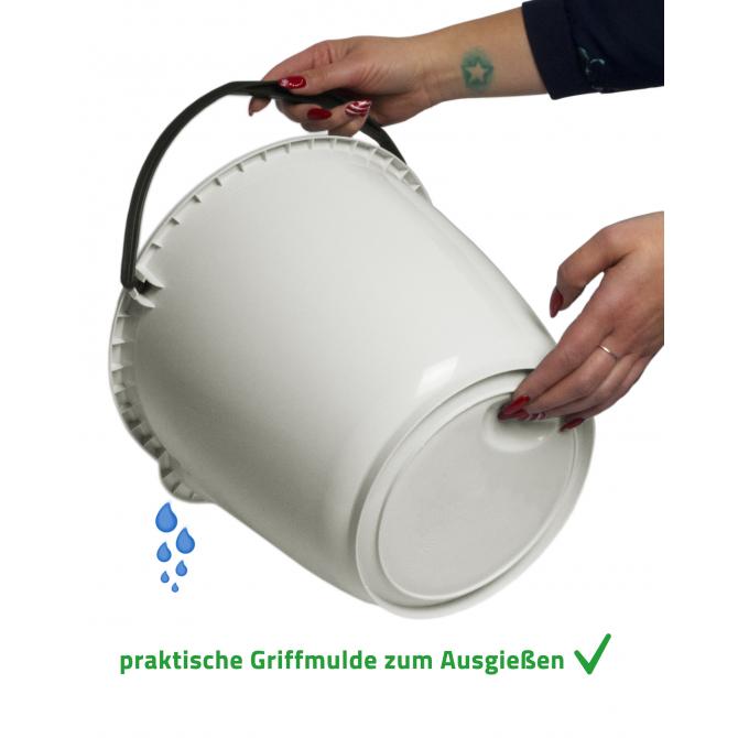 ONDIS24 Putzeimer Eimer Kunststoffbügel mit Ausguss grau 12 Liter