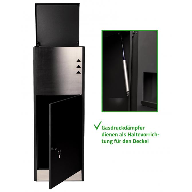ONDIS24 XL- Paketbox Briefkasten m. Gasdruckfedern & Edelstahlfront