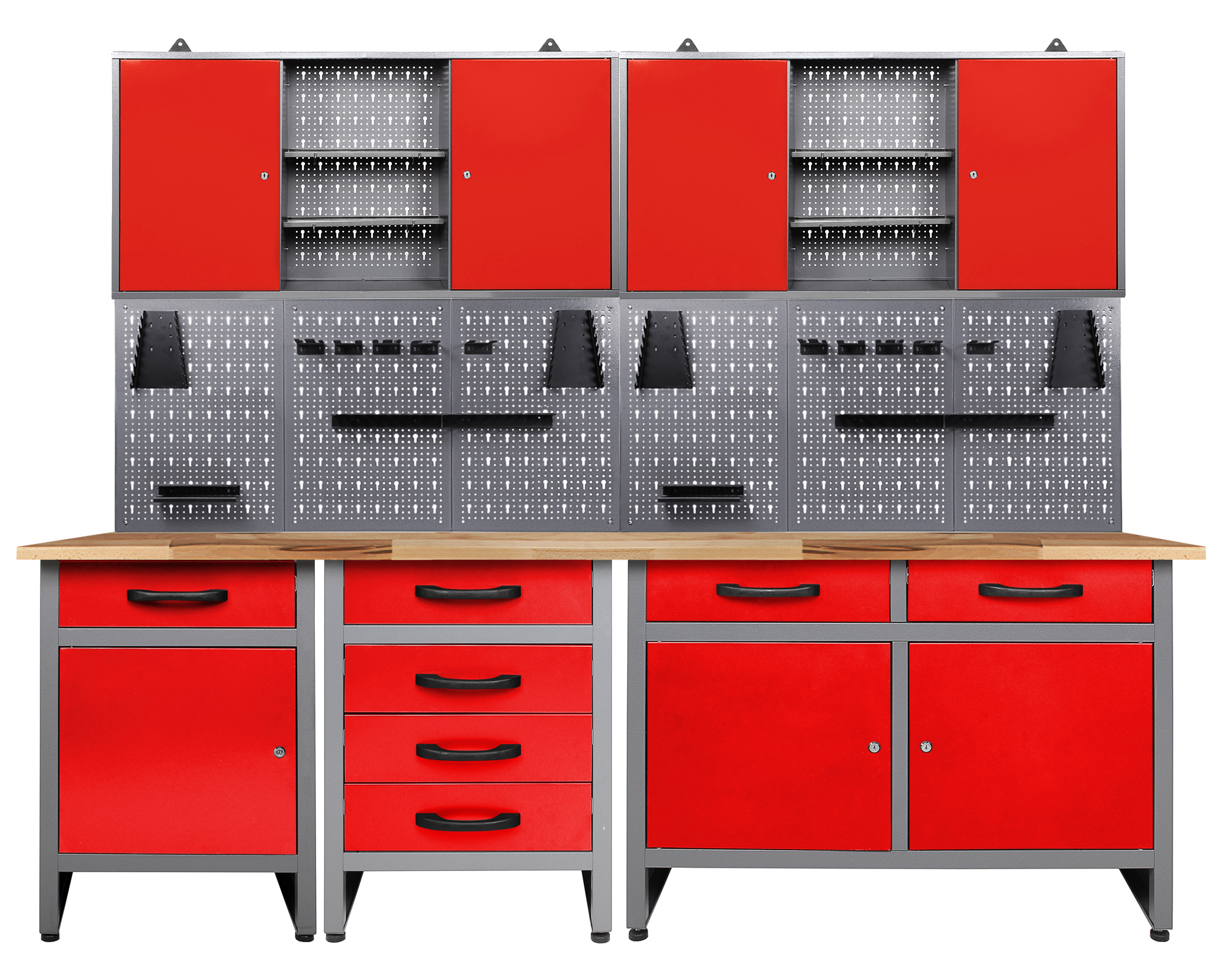 Ondis24 Werkstatt Set Bastler 240 cm 2 Schränke rot günstig online kaufen