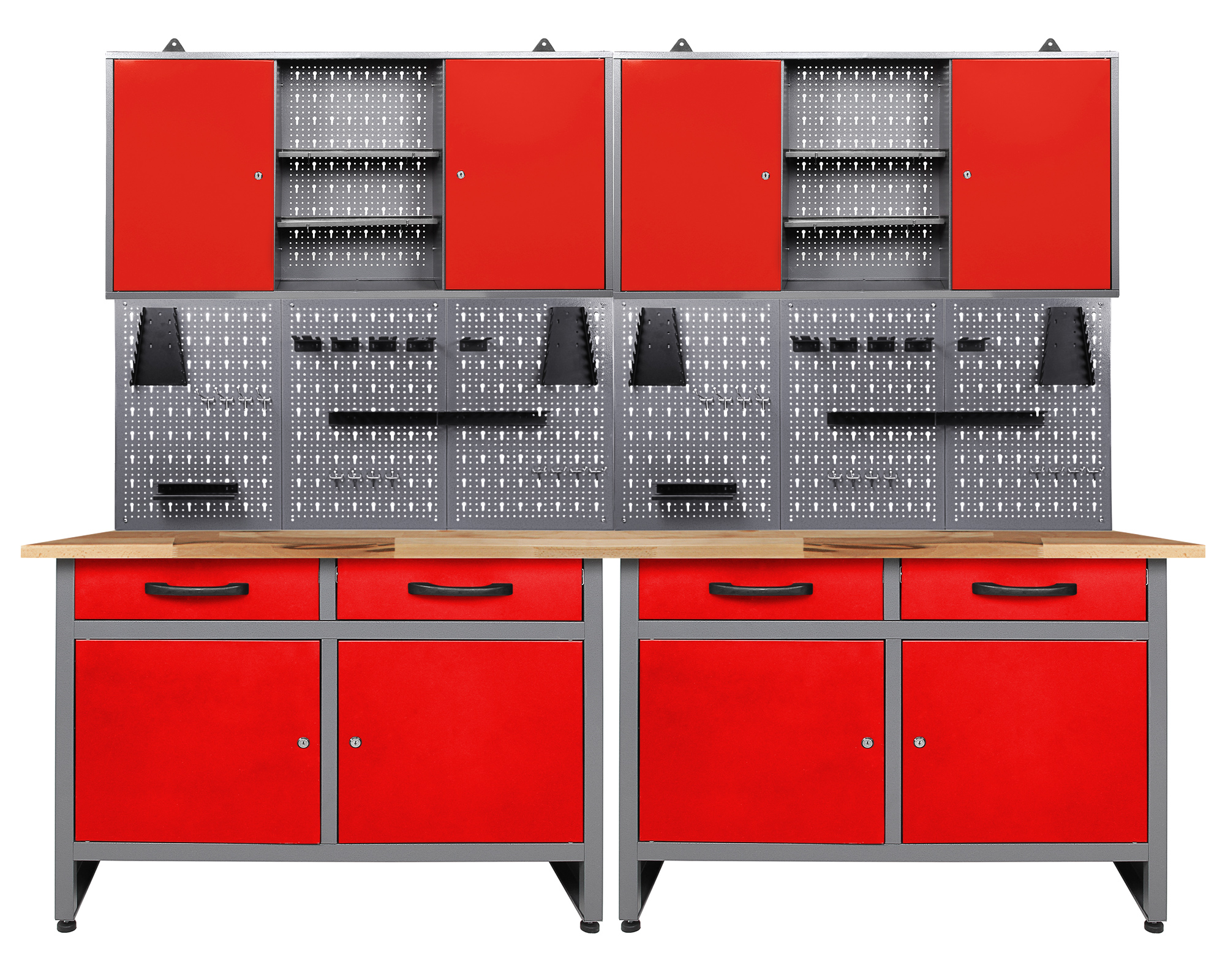 Ondis24 Werkstatt Set Werner 240 cm 2 Schränke rot günstig online kaufen