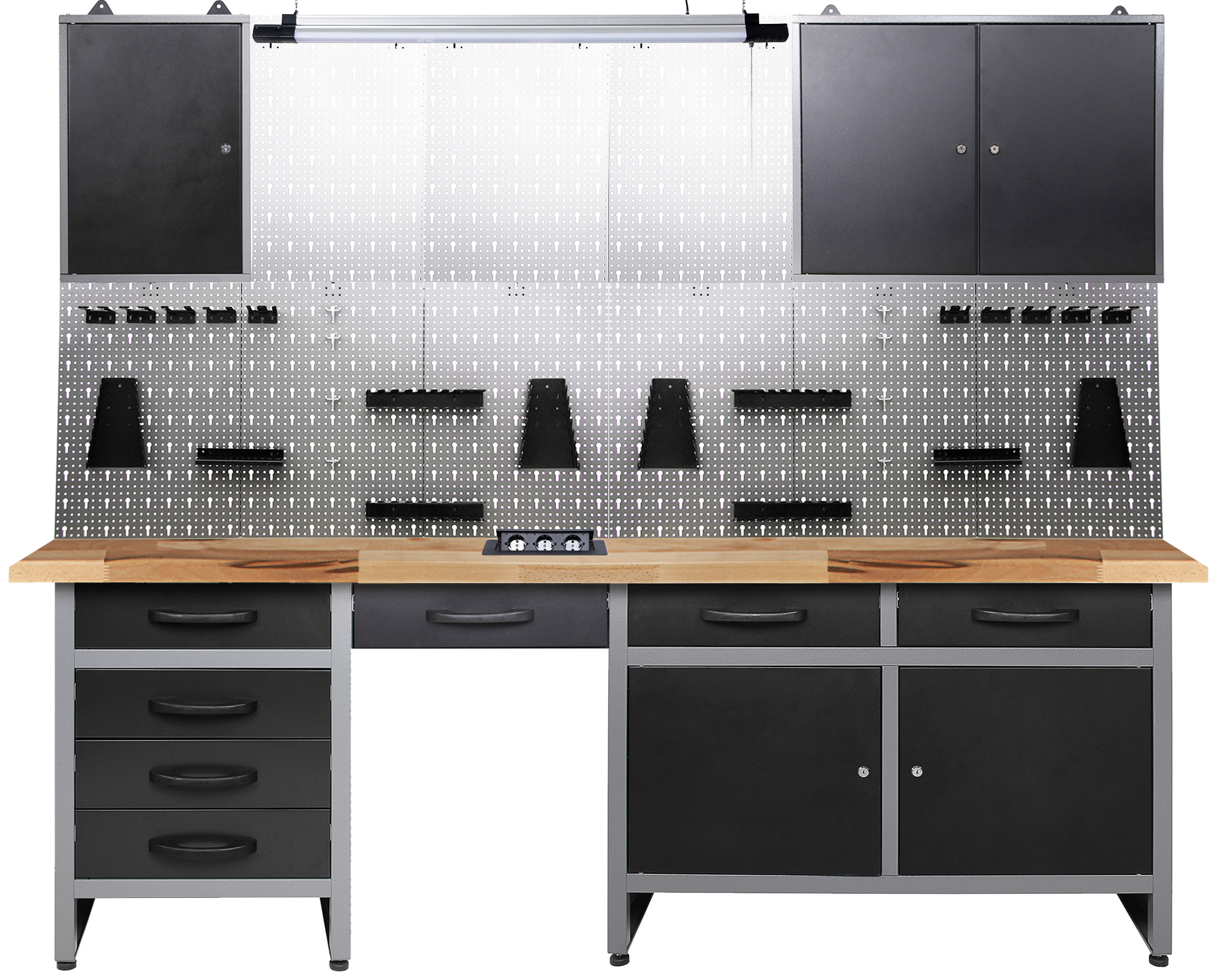 Ondis24 Werkstatt Set 240cm komplett LED Licht und Steckdose günstig online  kaufen | Werkstatt-Sets