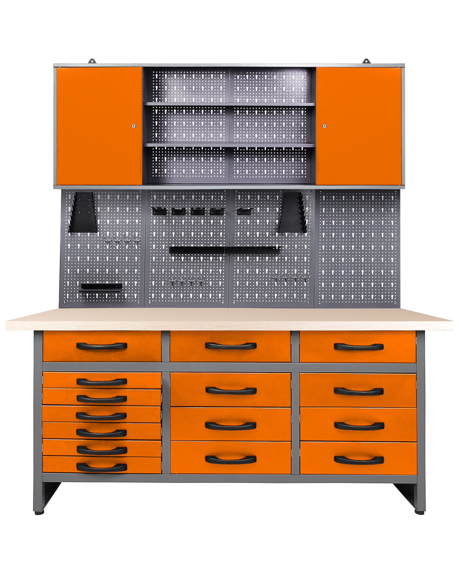 Ondis24 Werkstatt Set Konny 160 cm 1 Schrank orange LED günstig online  kaufen