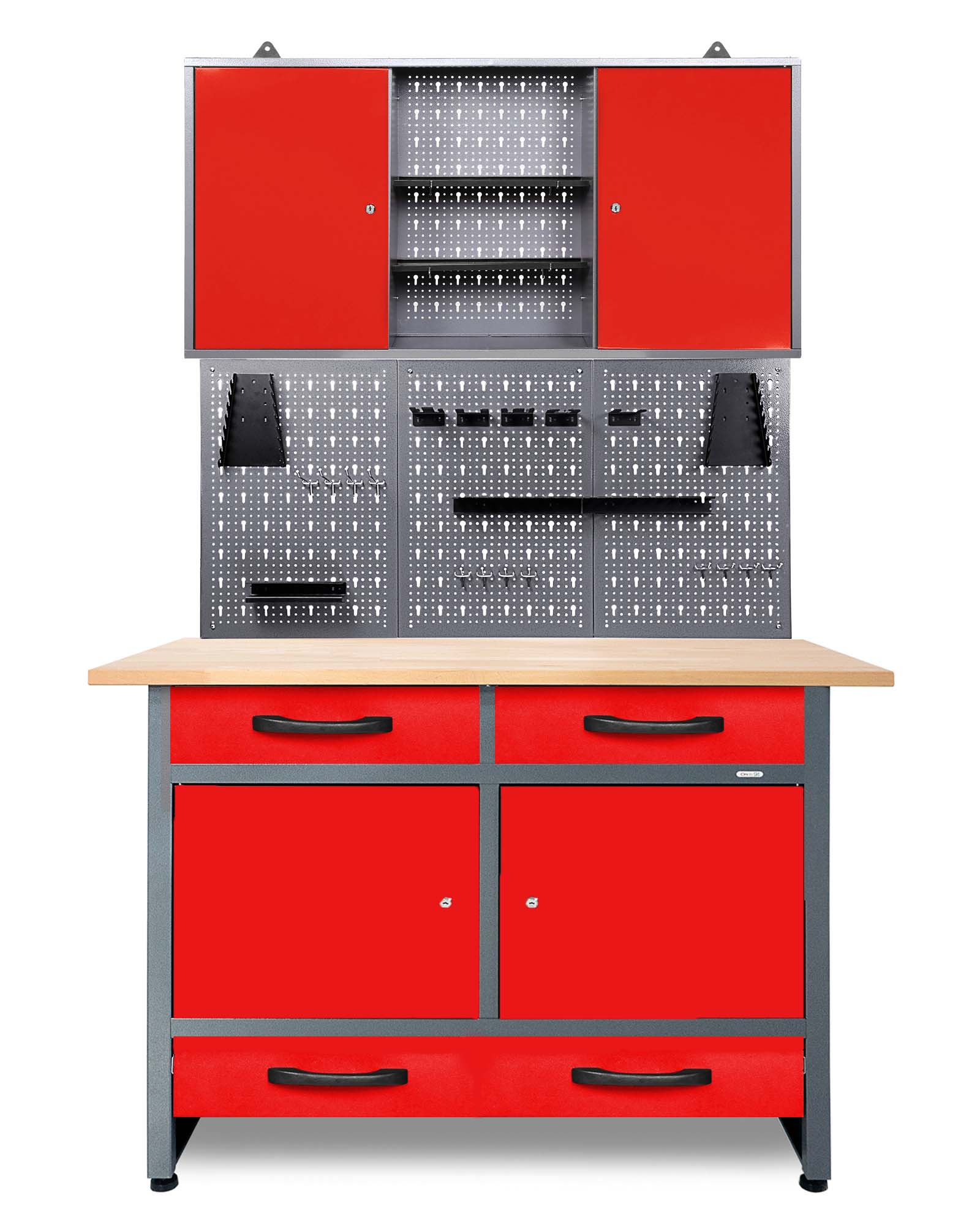 Ondis24 Werkstatt Set Werner Plus 120 cm 1 Schrank rot günstig online kaufen