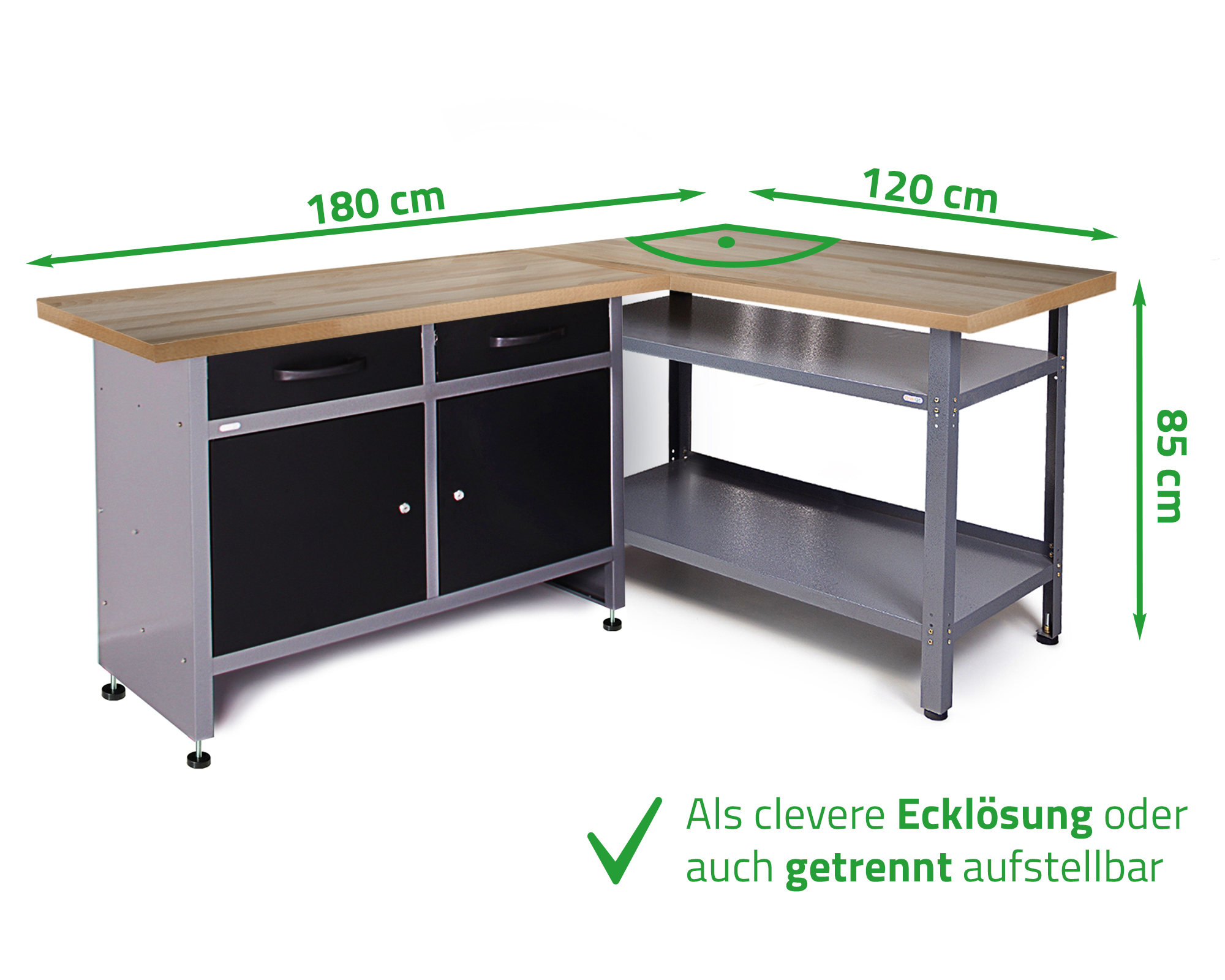 Ondis24 Werkstatt Set Ecklösung Basic One 85 cm anthrazit günstig online  kaufen