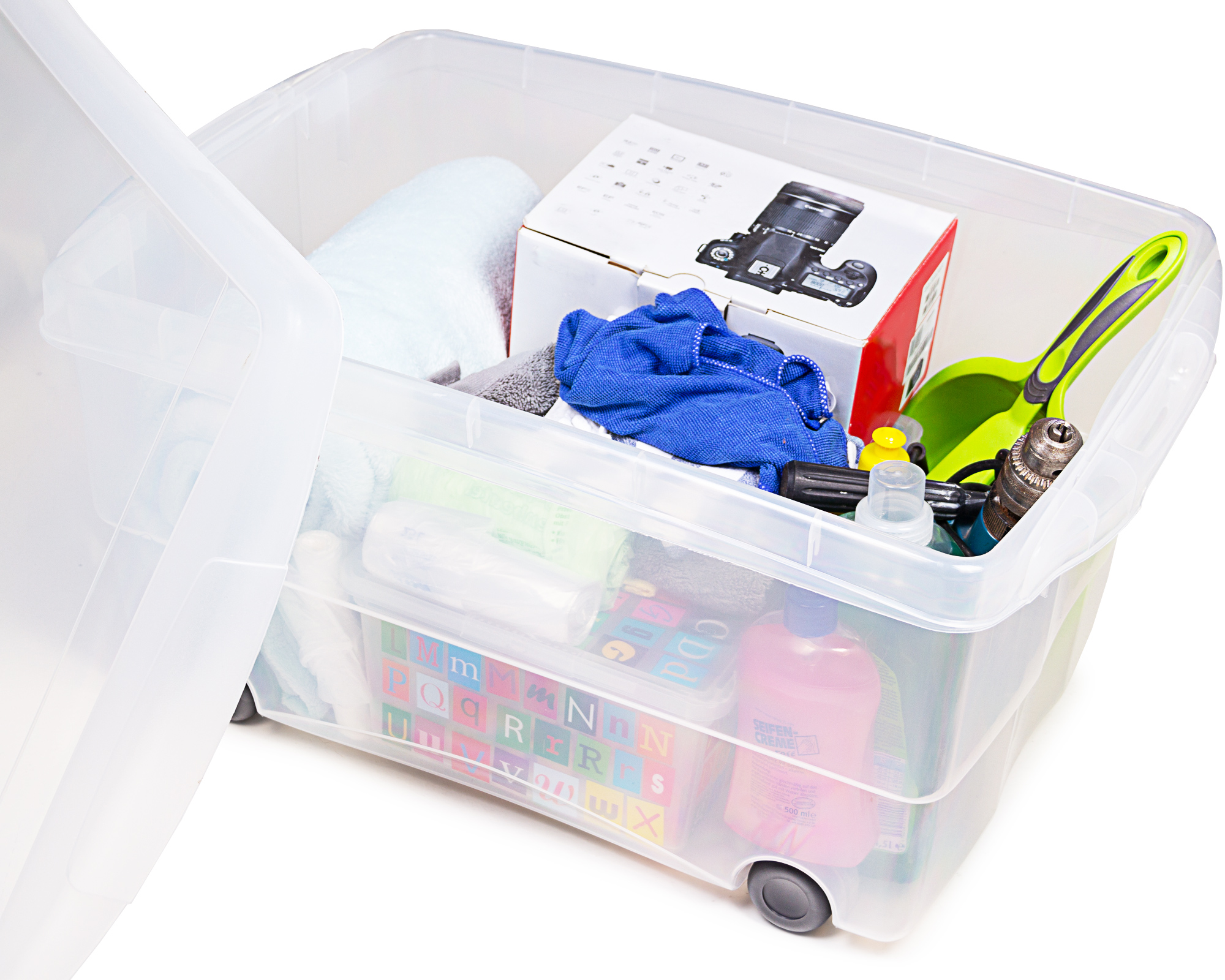 2x Rollbox mit Deckel 80L Spielzeugkiste Box Aufbewahrungsbox Kunststoffbox 