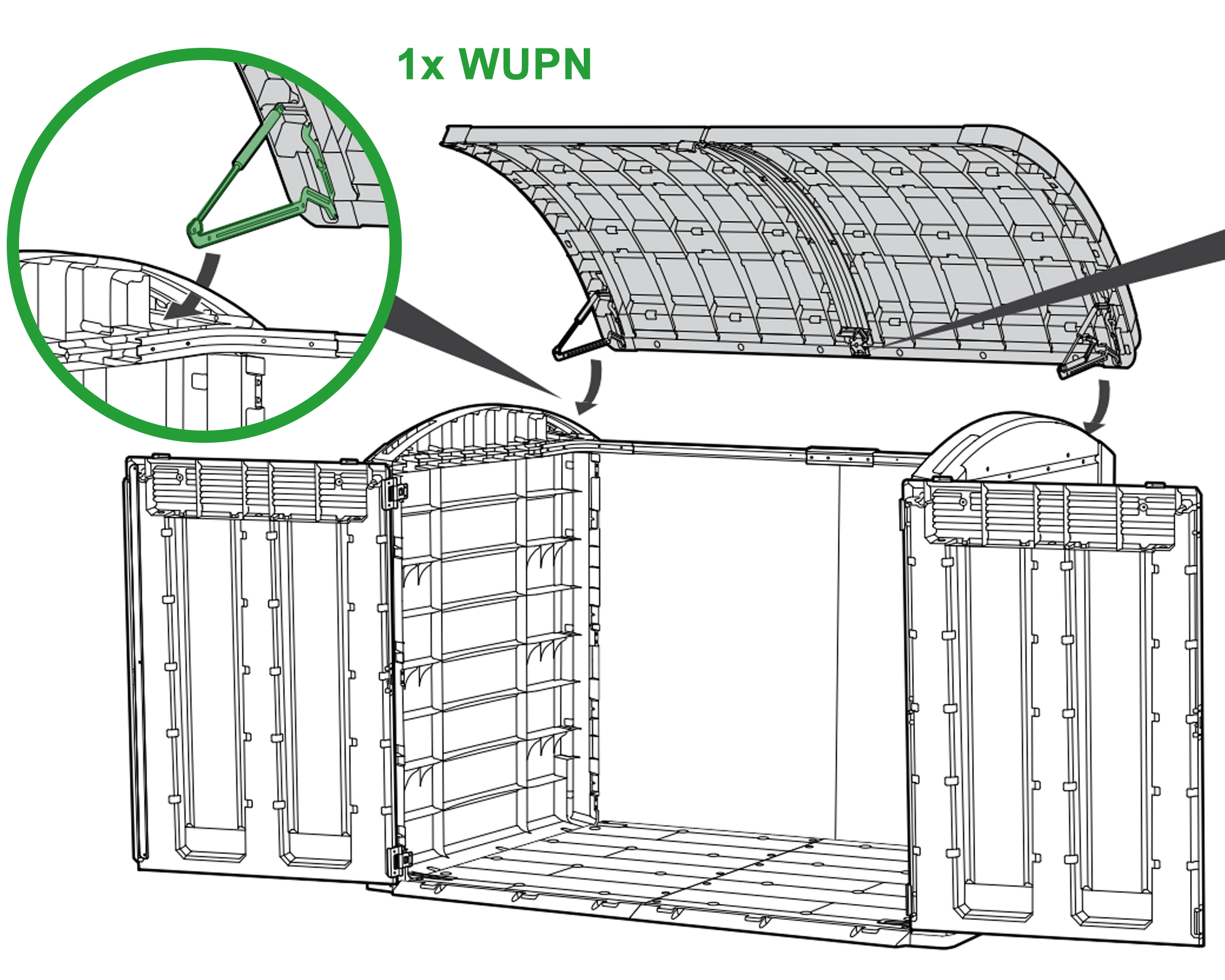 Gasdruckdämpfer Set für Mülltonnendach jeder Müllbox-Größe